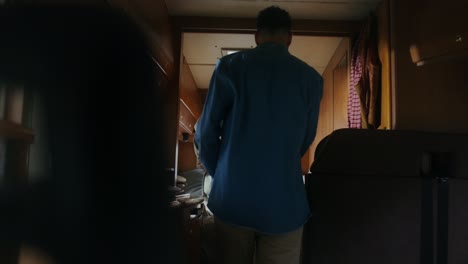 couple kissing in rv