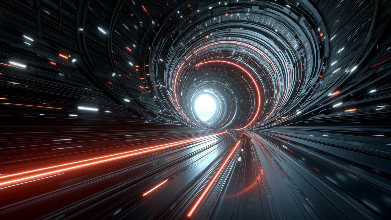 Tunnel futuristico di luce ad alta velocità
