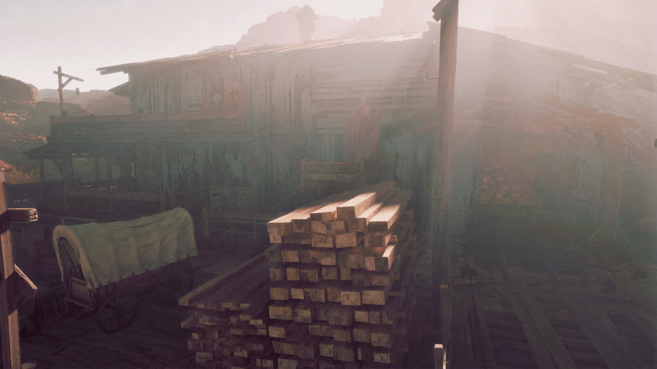 사막에 있는 버려진 서쪽 도시