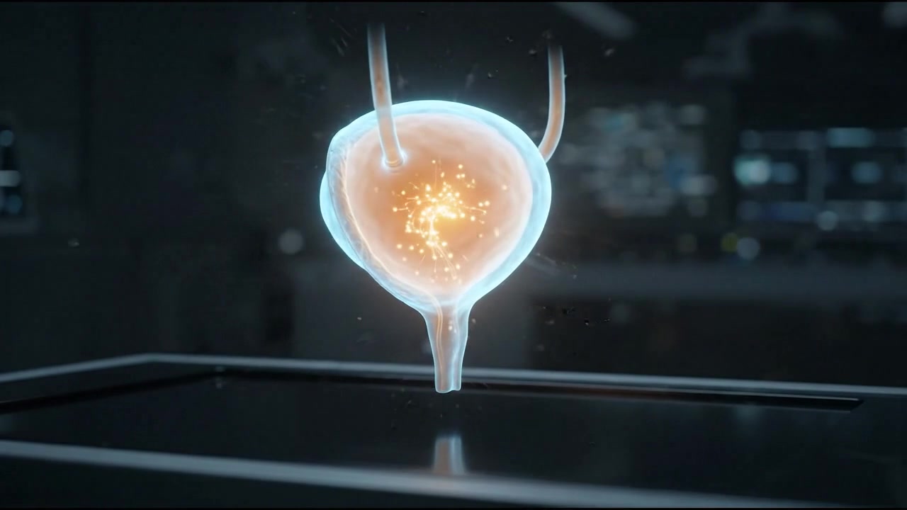 Modello medico 3D della vescica urinaria umana e della prostata su base espositiva