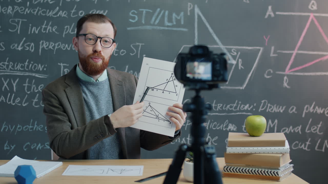 Geometry Lesson: Teacher Explaining Diagrams