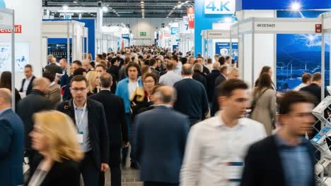 crowded exhibition hall with many business attendees