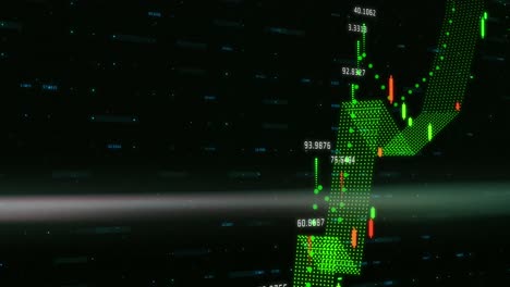animación del procesamiento de datos financieros contra un fondo negro