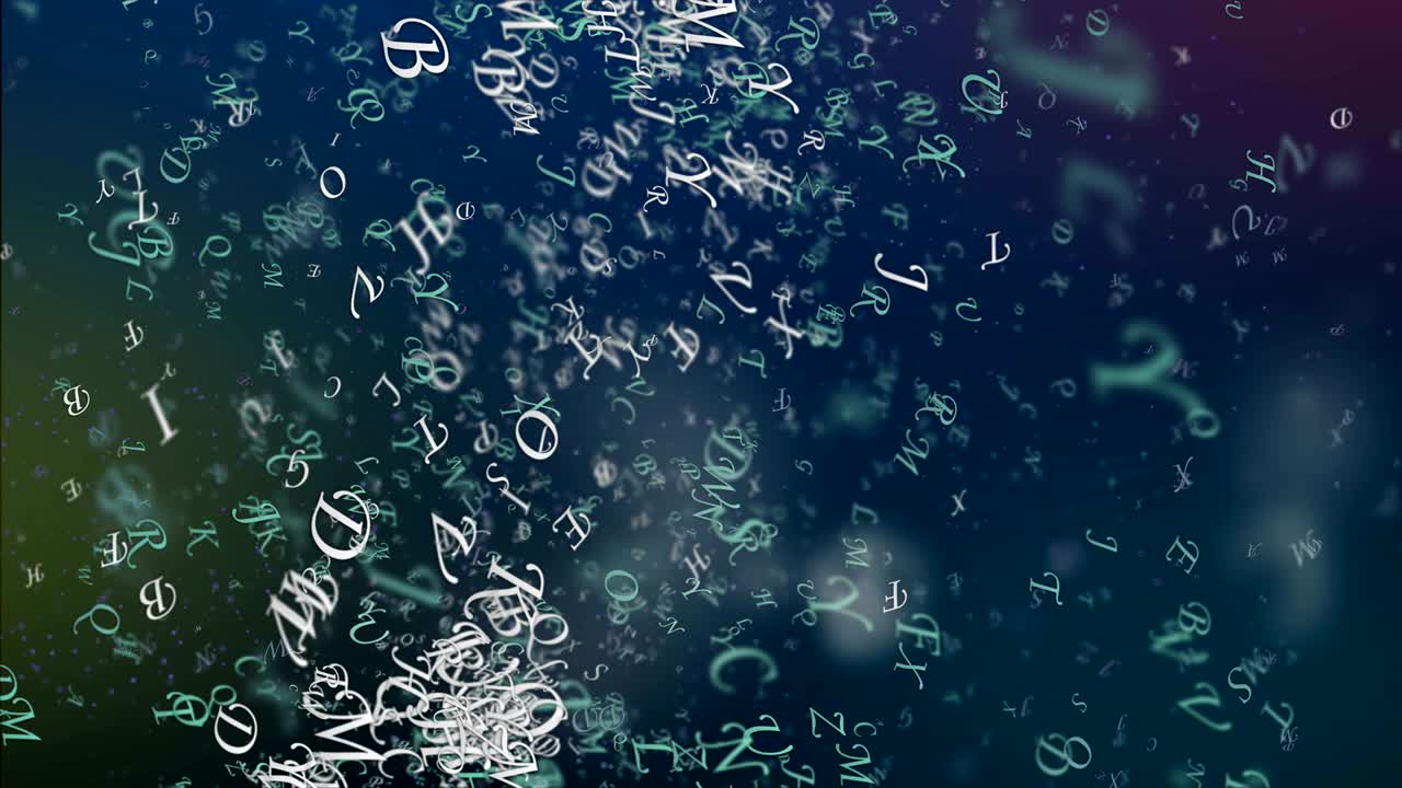 composición abstracta de letras en movimiento caóticas 4k
