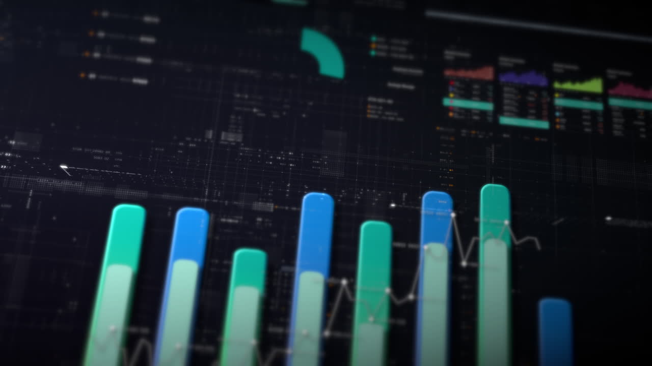 Dynamic data visuals for business info graphics, animated charts, and data-driven insights for a business meeting mock-up. Explore the world of trading, stock exchanges, and crypto