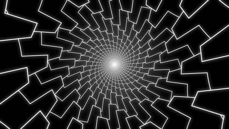 abstract geometric spiral graphic black and white tunnel looped animation background