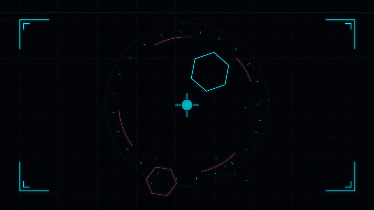 Interface HUD Digital Futurista com Alvo Hexagonal Rotativo