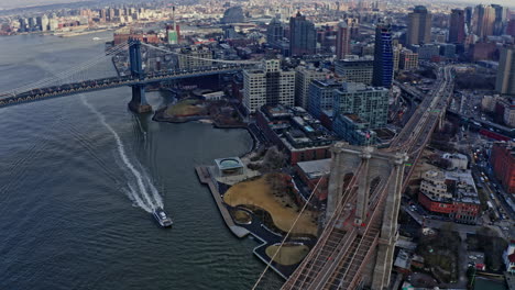 brooklyn bridge aerial, tower manhattan skyline