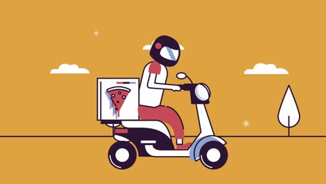 trabajador de servicio de entrega de alimentos en motocicleta