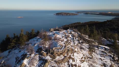 Drone-video-passing-by-the-peak-of-Sugarloaf-Mountain-with-snow-on-top