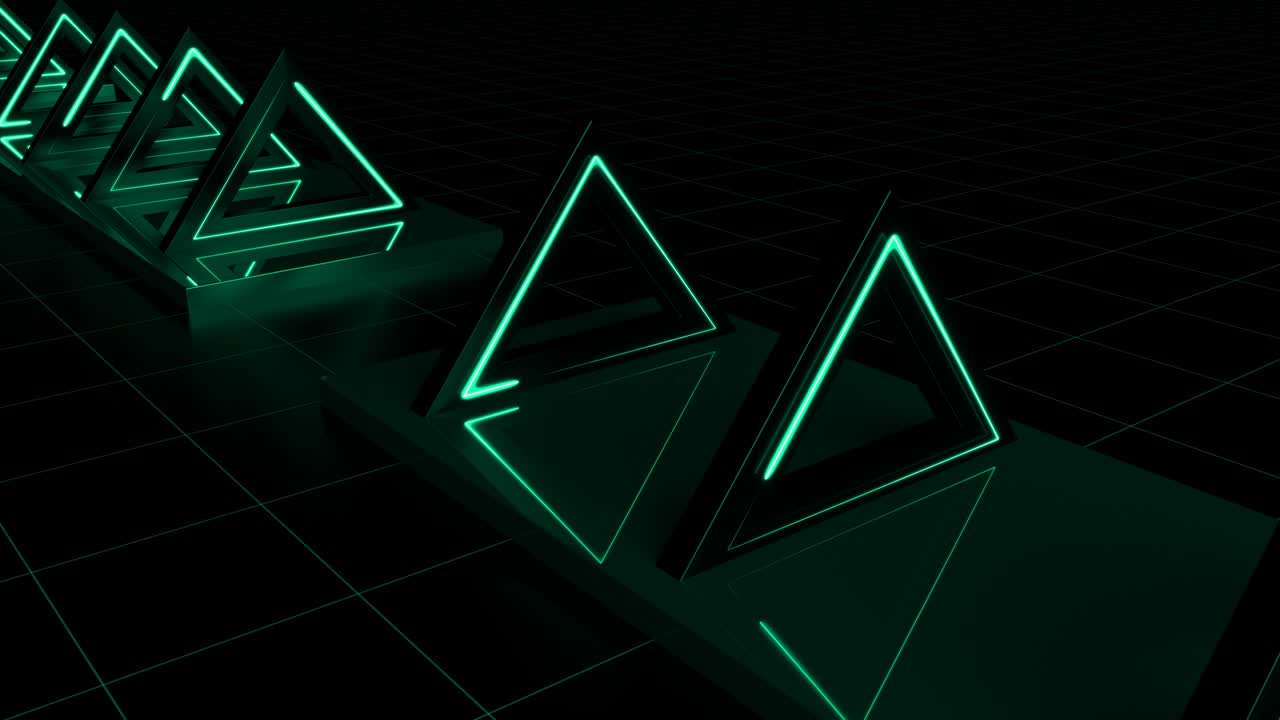 turquesa animación 3d corredor de triángulo de bucle abstracto