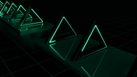 turquoise 3d animation abstract loop  triangle corridor