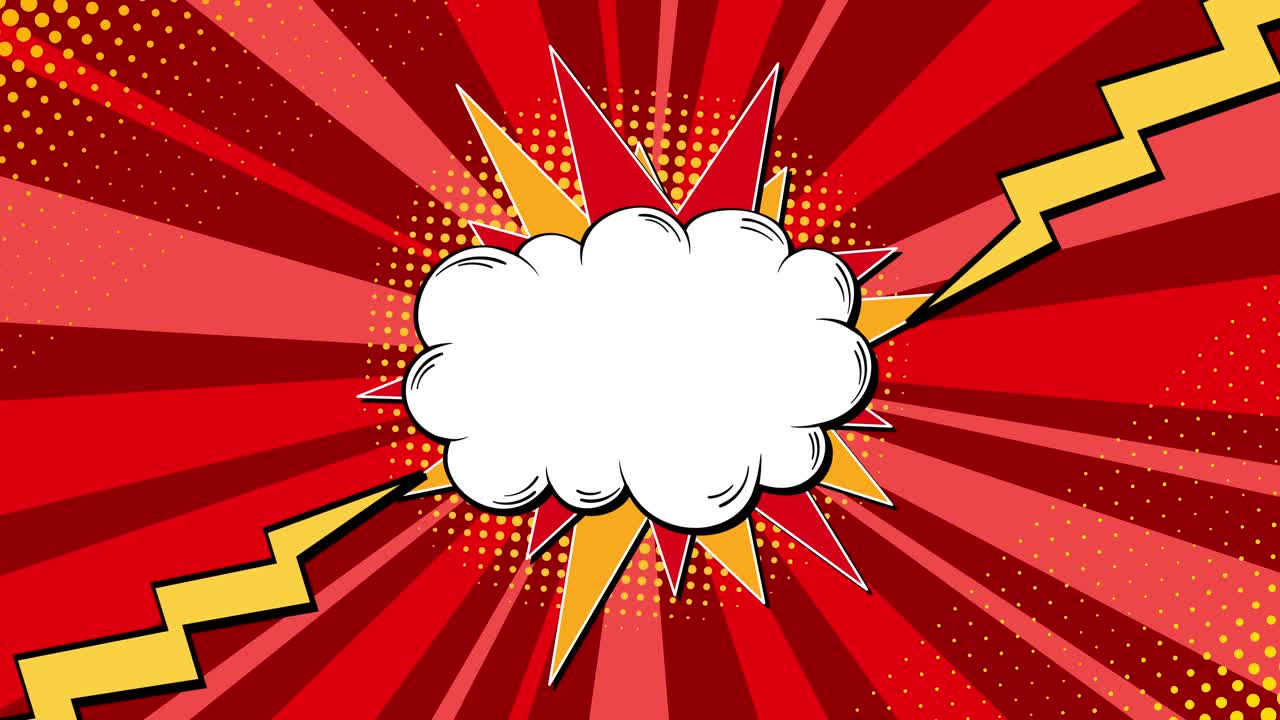 스피치 버블과 번개를 가진 팝 아트 배경