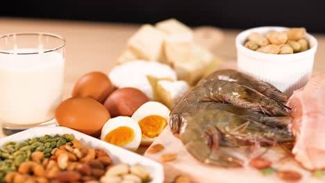 variety of protein-rich foods on a table