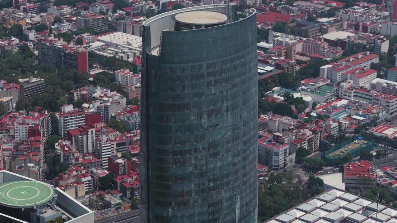 Drone view close to Mexico City's tallest skyscraper