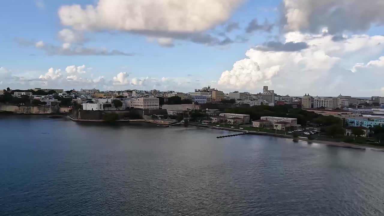 Beautiful capital city of San Juan, Puerto Rico.Time lapse.The walls of the famous Castillo San Felipe del Morro.