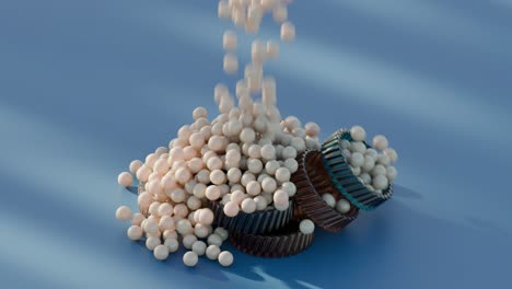 abstract 3d animation of gears and balls