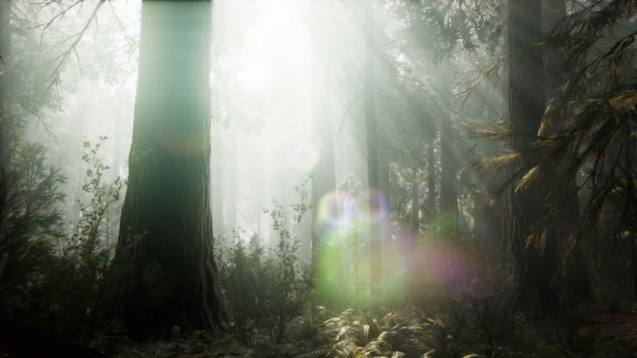 puesta de sol en el bosque gigante, parque nacional de sequoia, california