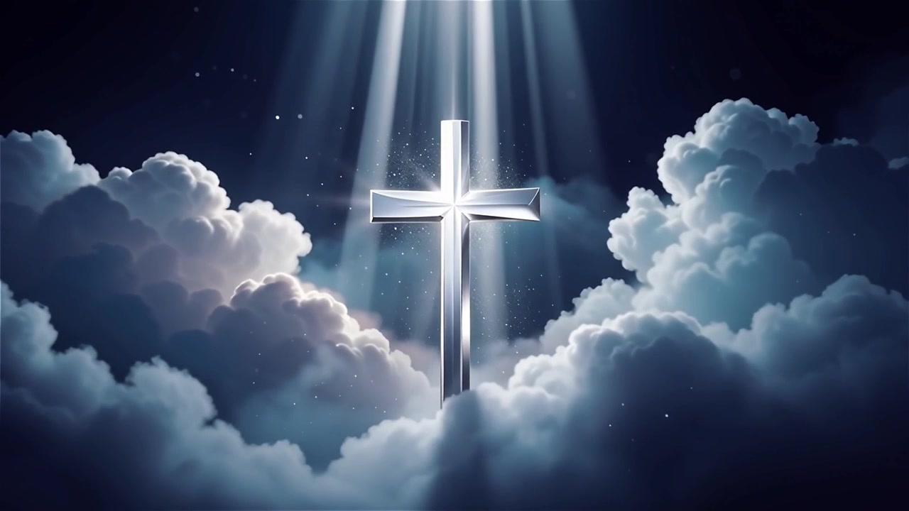 Christian Cross Heavenly Light Worship Background