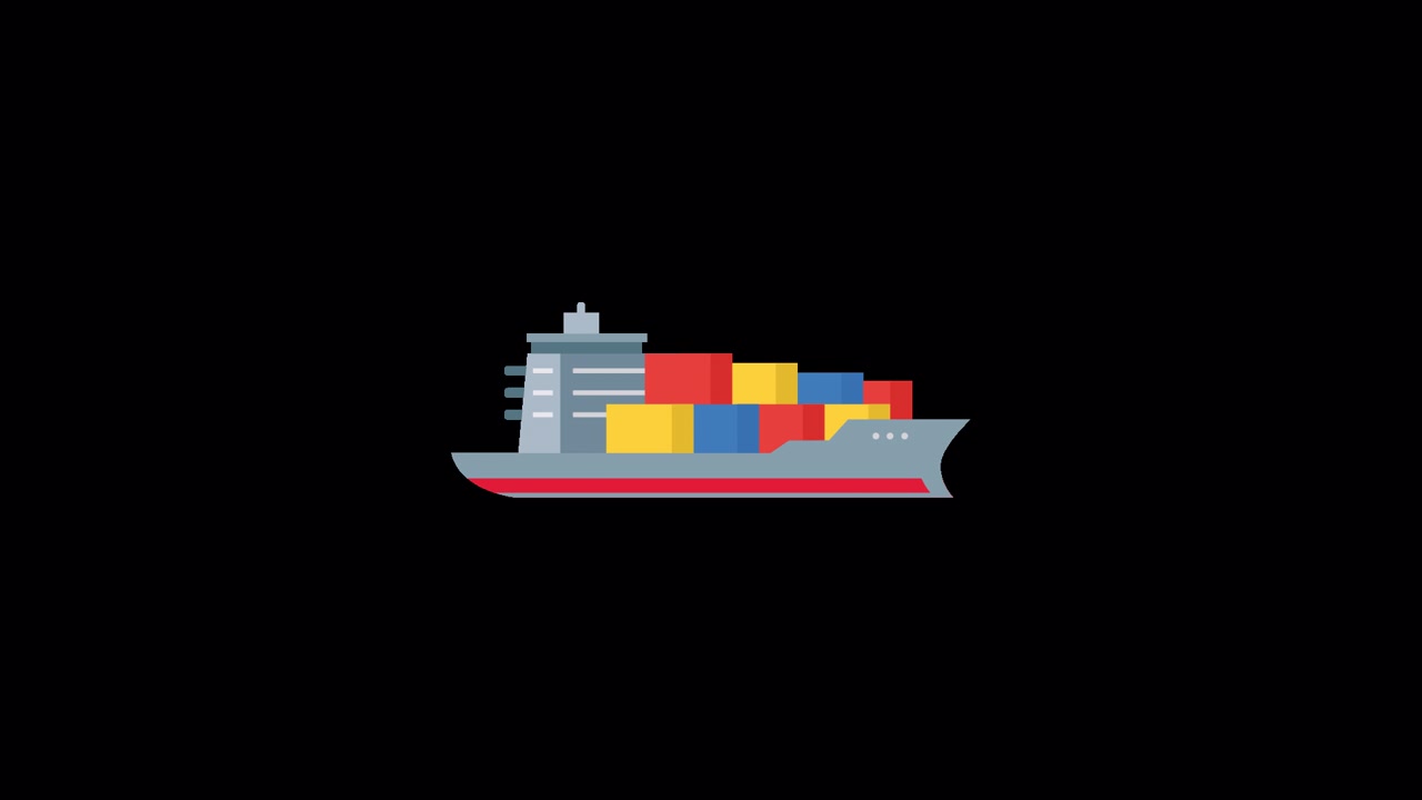 Animated Cargo Ship Loading Containers for Global Shipping