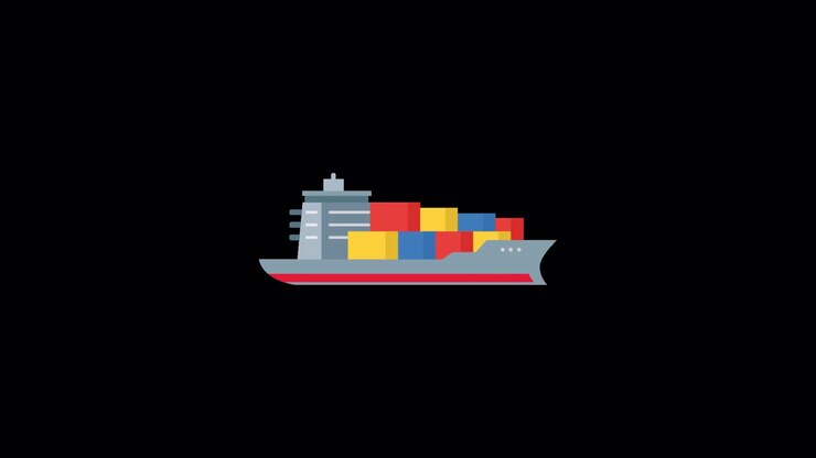 Animated Cargo Ship Loading Containers for Global Shipping