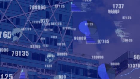 Animation-of-changing-numbers-and-data-processing-against-view-of-tall-building