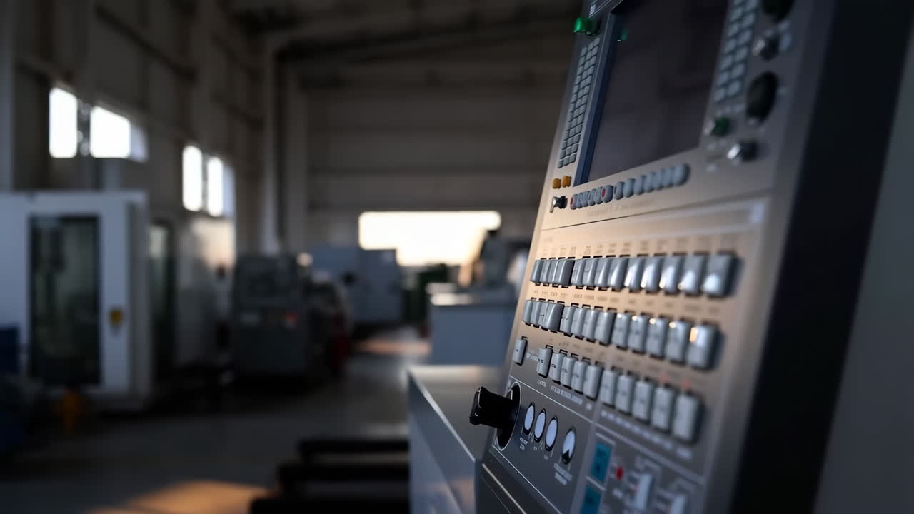 Close-up of a CNC Machine Control Panel