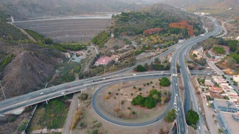 aerial view of cars driving along the highway near jardin botanico in spain