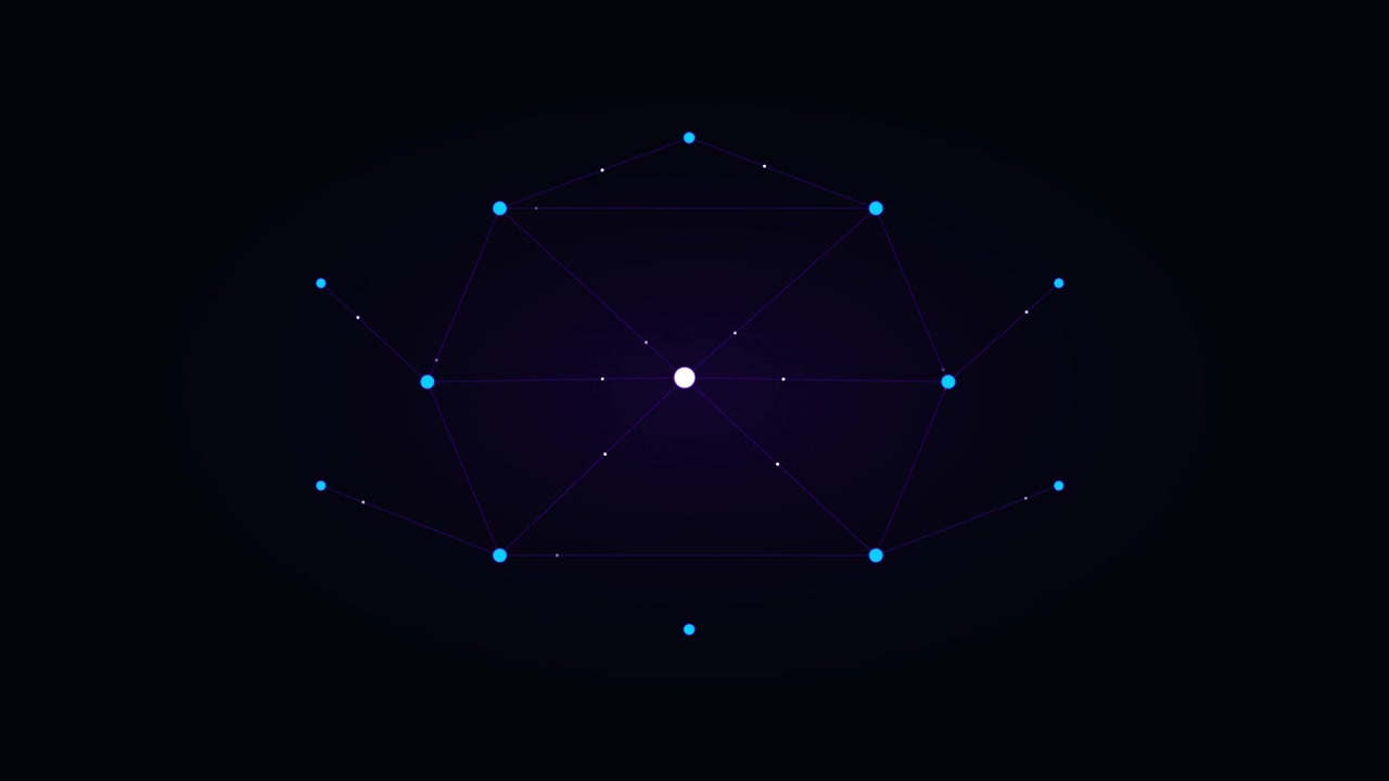 Connessione di rete digitale astratta con nodi e linee luminosi