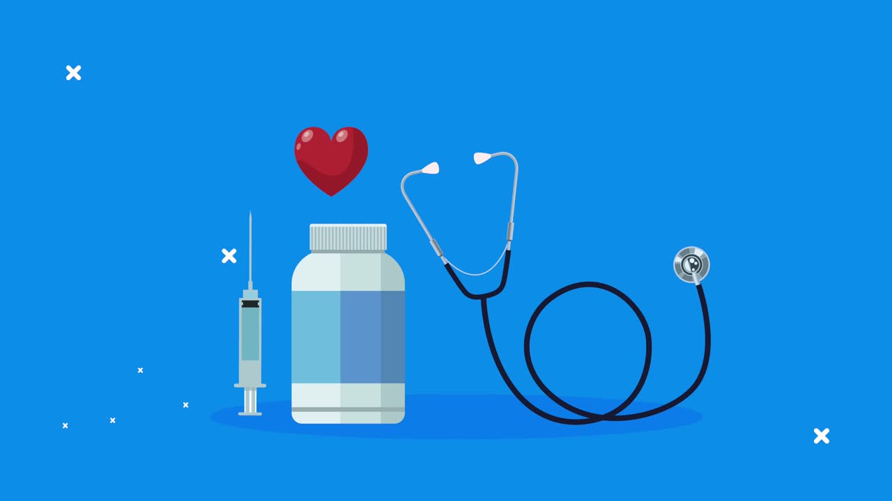 медицинский стетоскоп с сердцем и вакциной