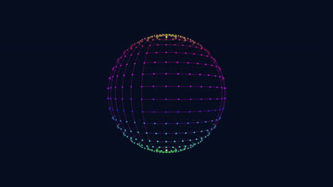 Colorful-rainbow-grid-sphere-floating-in-darkness