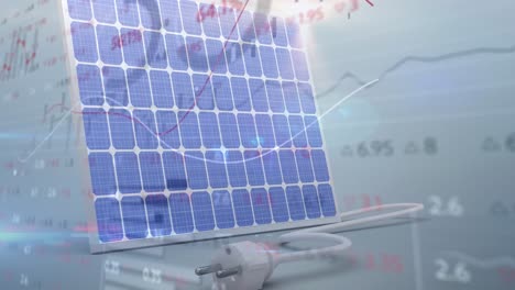 Börsen--Und-Finanzdatenverarbeitung-Vor-Solarpanel-Im-Hintergrund