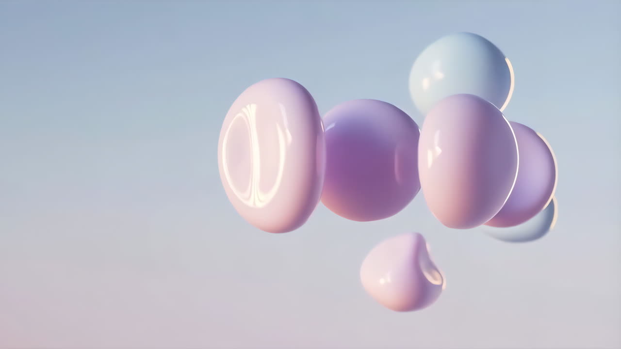 Abstract Pastel 3D Shapes Floating on a Gradient Background