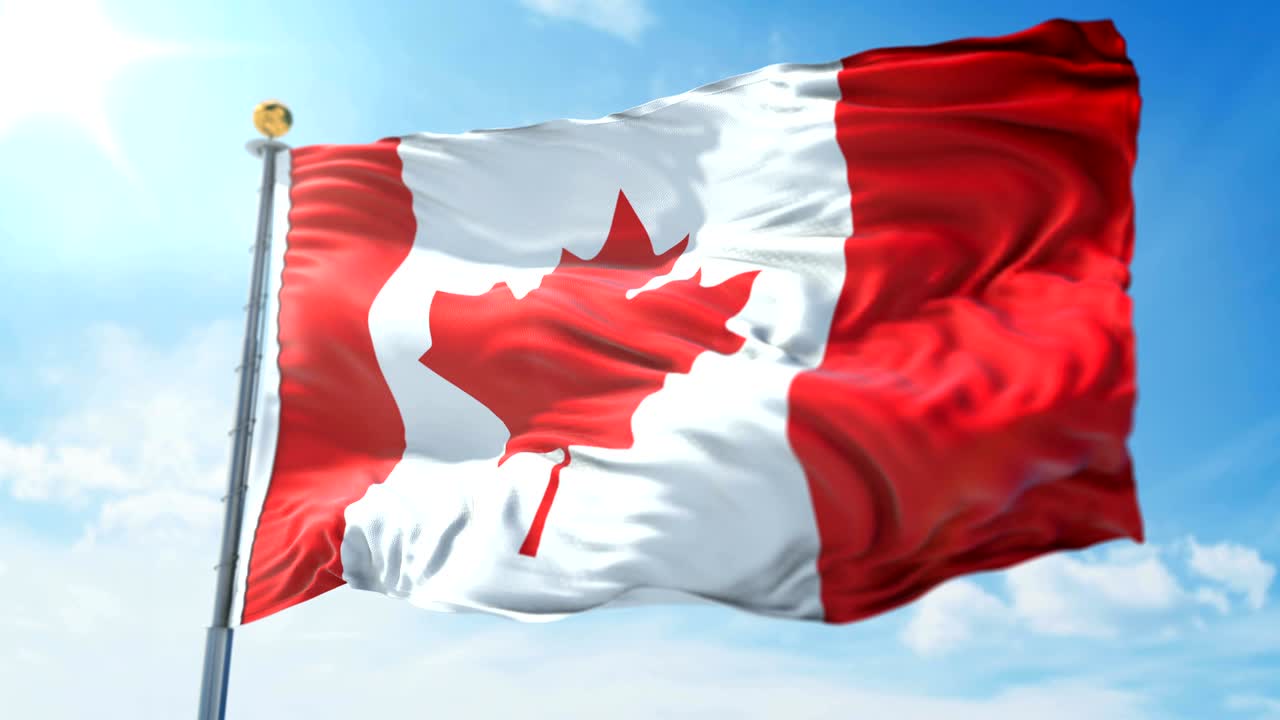 bandera de canada bucle sin costuras 3d rendering video. hermoso tejido tela bucle agitando