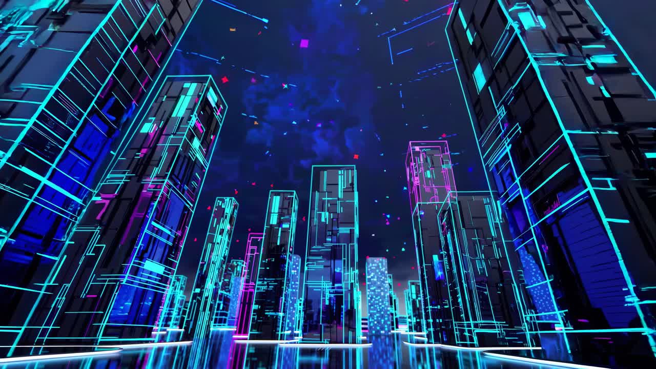 paisaje urbano de neón futurista