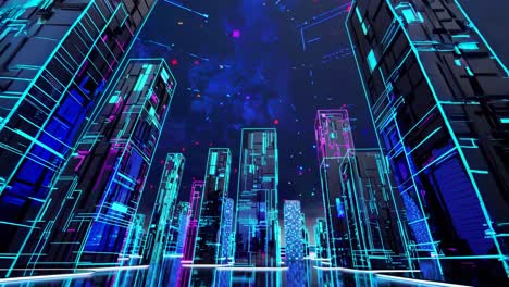 futuristic neon cityscape