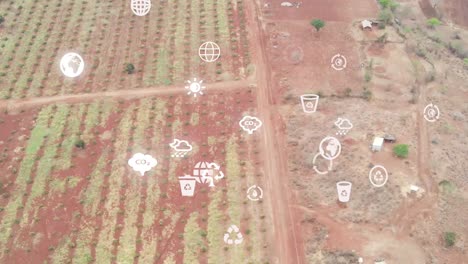 drone flying in farms in kilimanjaro slopes- green kenya farms, poor settlement africa aerial agronomic plantation