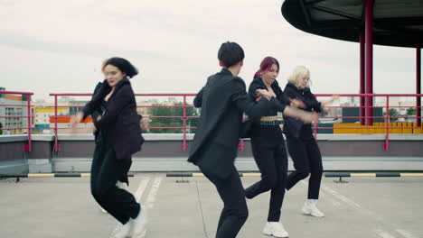 K-Pop-dancers-rehearsaling-on-parking-lot