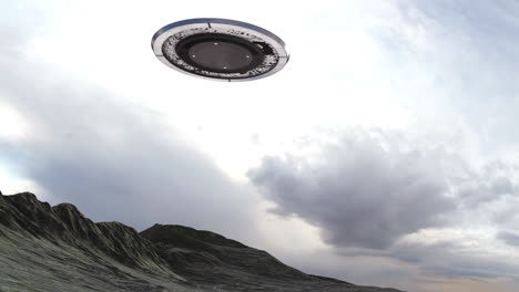 ufo flying over mountains