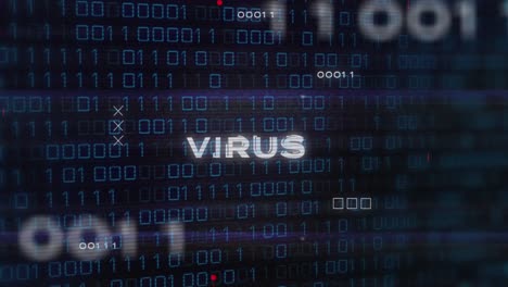 Virus-text-and-microprocessor-connections-against-binary-coding-data-processing-on-black-background