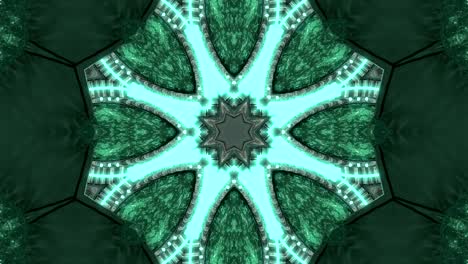 fondo decorativo de neón abstractamente adornado con bucles. caleidoscopio o mandala de neón 3d.