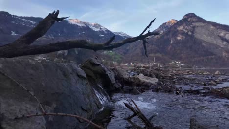 mountain water creek river stream swiss alps backdrop landscape switzerland alpine
