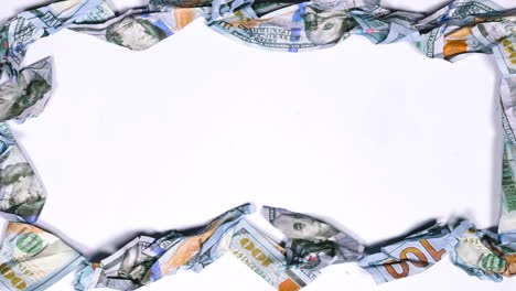 frame made of cut money, hundred dollar bills usa.
