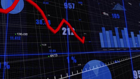 animación del procesamiento de datos financieros sobre un fondo negro