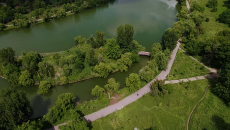 Aerial-Romania-Bucharest-Sunny-Day-in-Park