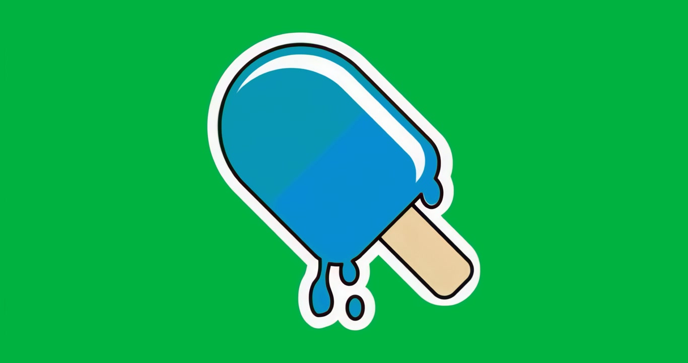Ghiacciolo animato che cambia colore su sfondo trasparente e che cola, mostrando un cambio di palette.