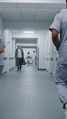 hospital corridor with medical staff