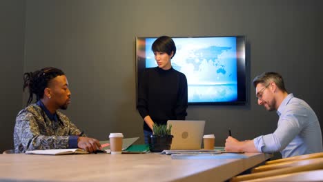 business colleagues discussing in the conference room at office 4k