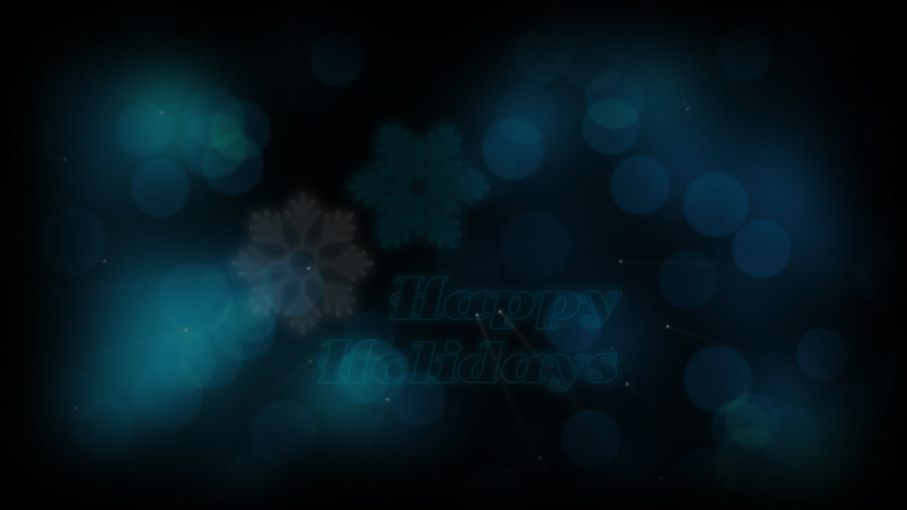 내리는 눈 위에 행복한 휴일 텍스트의 애니메이션