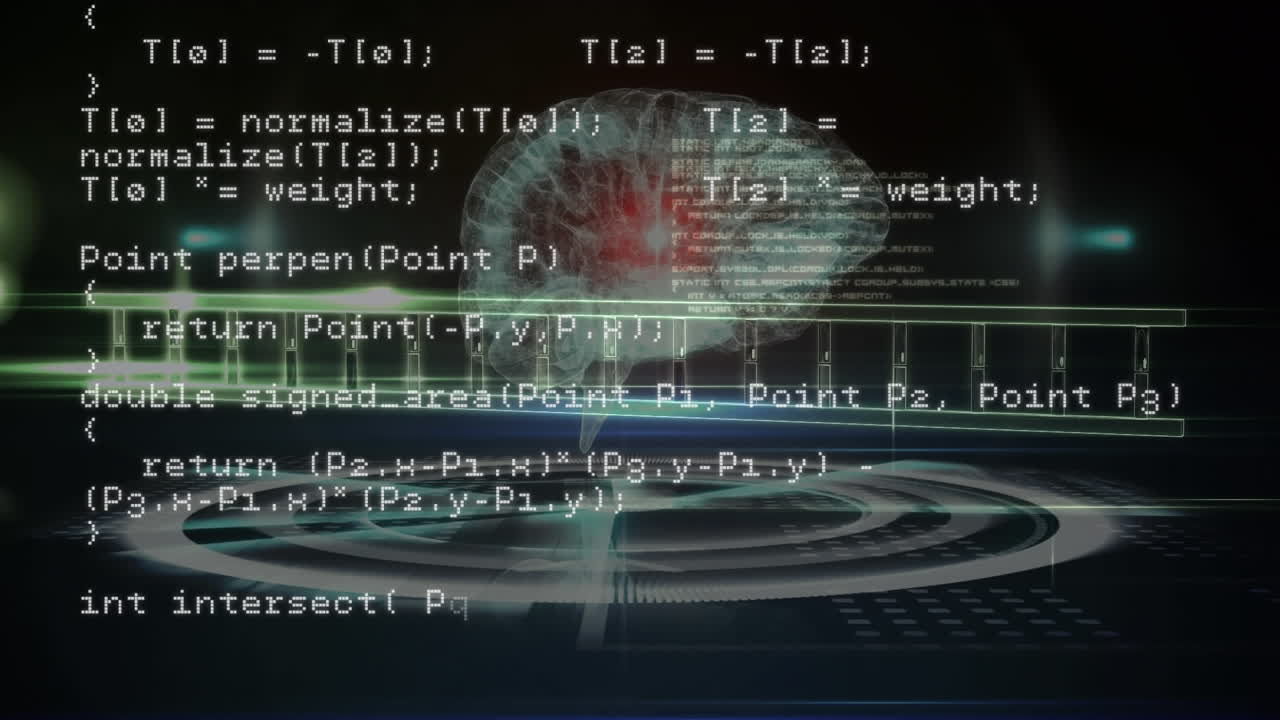 The video starts with a white computer coding moving upwards against a green screen